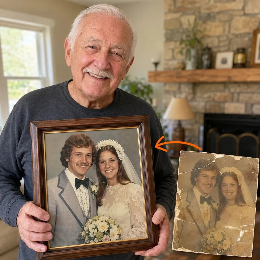 Faded wedding photo restored