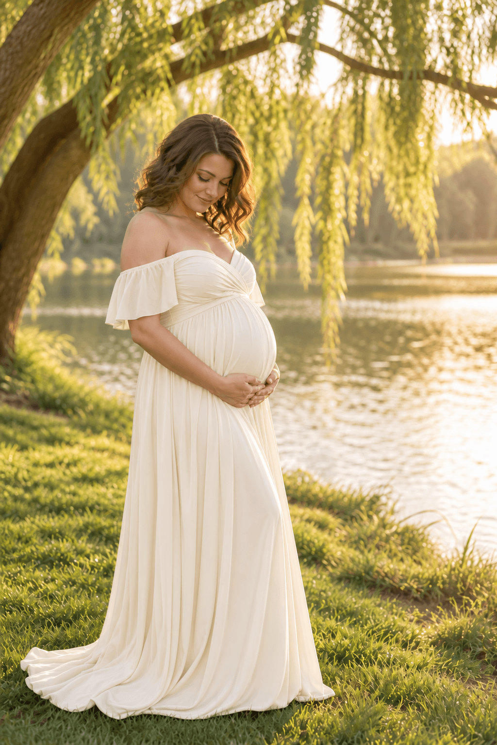 Flowing ivory · Golden light by the water
